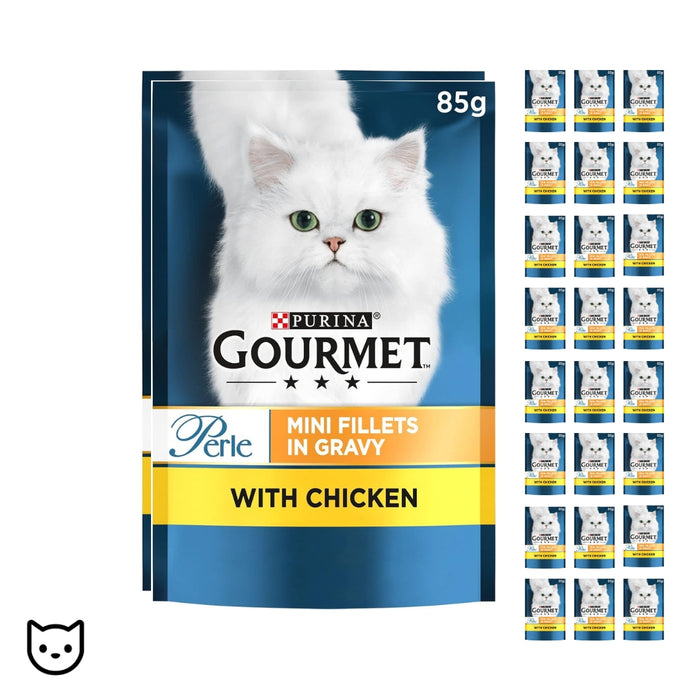 Gourmet PERLE with Chicken Wet Cat food 26 x 85g WOOF AND MEOW